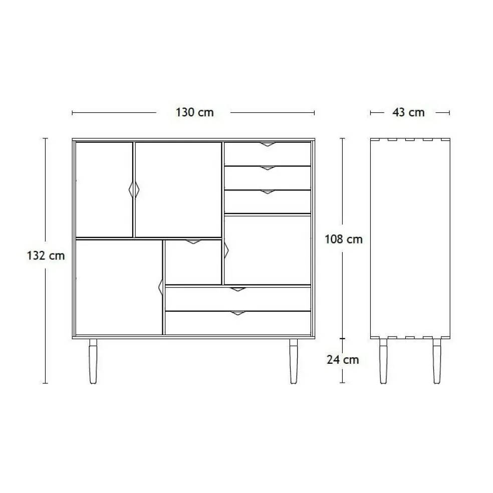 S3 Highboard Fronten weiß