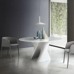 S Table Esstisch Gestell weiß Ø156cm Marmor