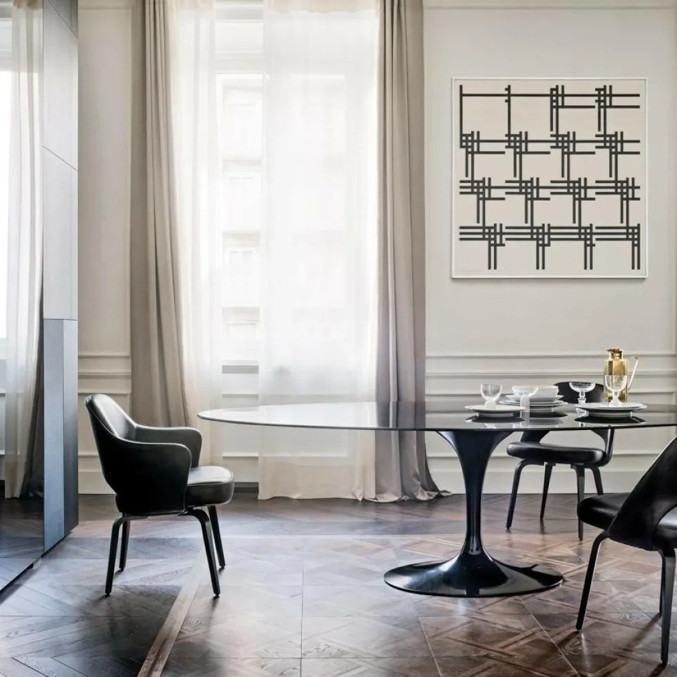 Saarinen Conference Armlehnstuhl Gestell ebenholz