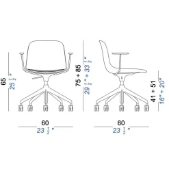 Seela S341 Bürostuhl mit Armlehnen 75-85cm