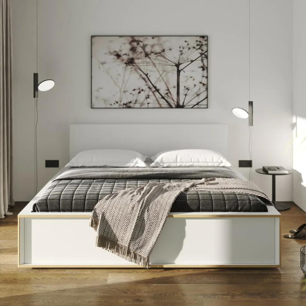 Spaze Doppelbett mit hohem Kopfteil 180x200cm