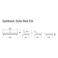 Splitback Schlafsofa Eiche 210x96cm