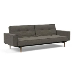 Splitback Styletto Schlafsofa mit Armlehnen Holz dunkel