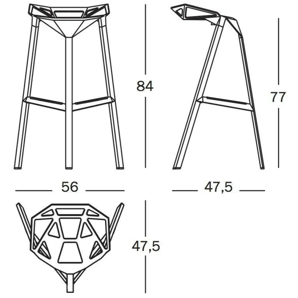 Stool One Hocker H 74cm 2er Set