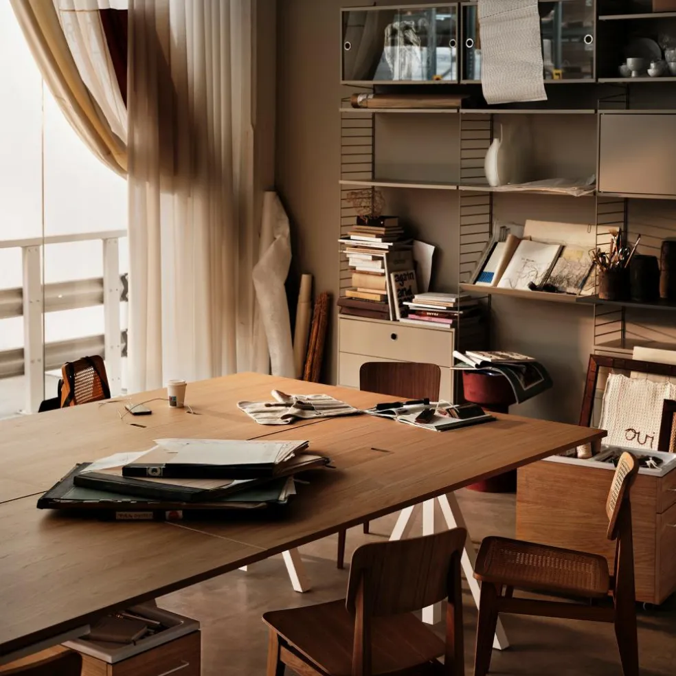 String Works Schreibtisch höhenverstellbar Eiche