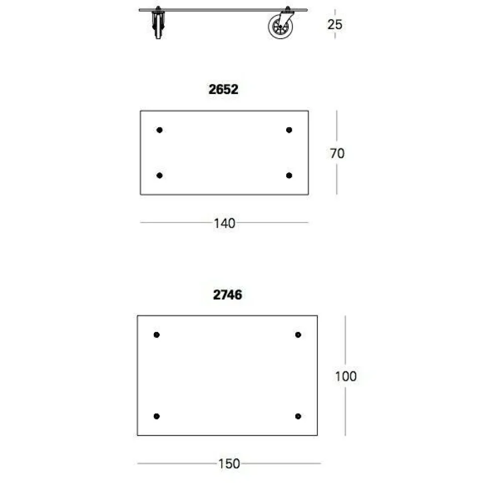 Tavolo Con Ruote Couchtisch 140x70cm