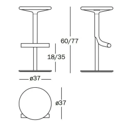 Tibu Barhocker gepolstert 60-70cm