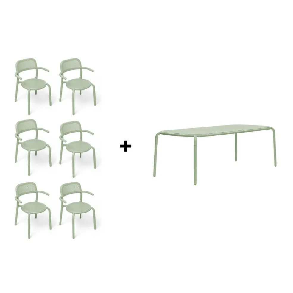 Toní Gartentisch + Gartenarmlehnstuhl