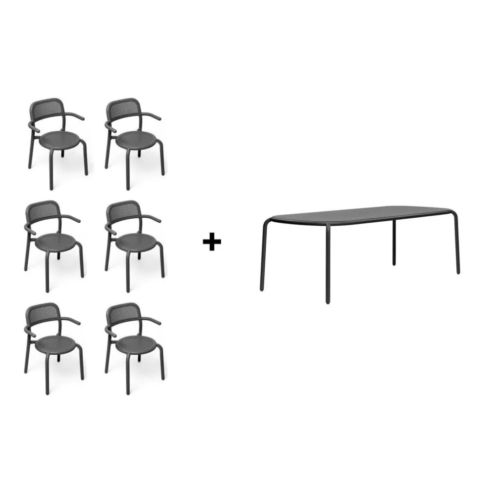 Toní Gartentisch + Gartenarmlehnstuhl