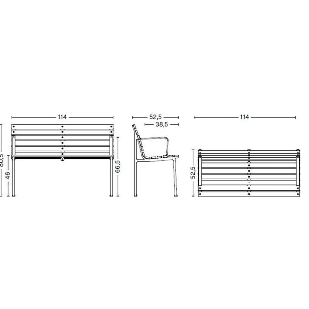 Traverse Dining Gartenbank mit Armlehnen