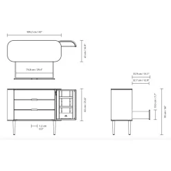 Treasures Kommode Eiche schwarz Wiener Geflecht