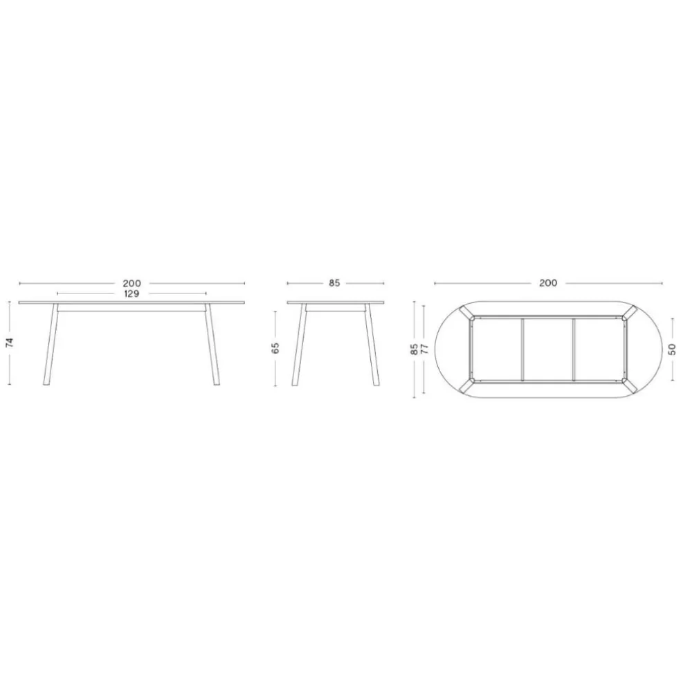 Triangle Leg Tisch 200x85x74cm