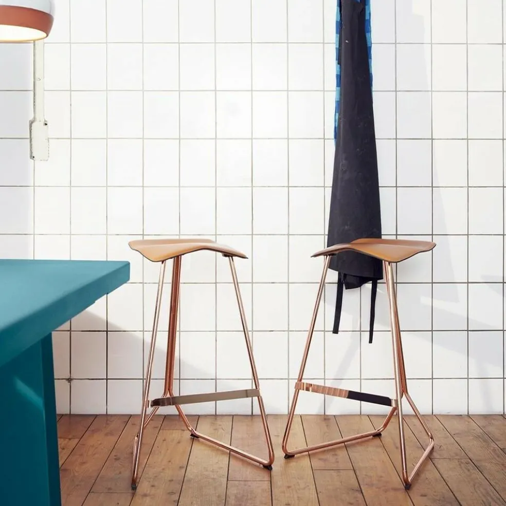 Triton Barhocker Leder Gestell Kupfer