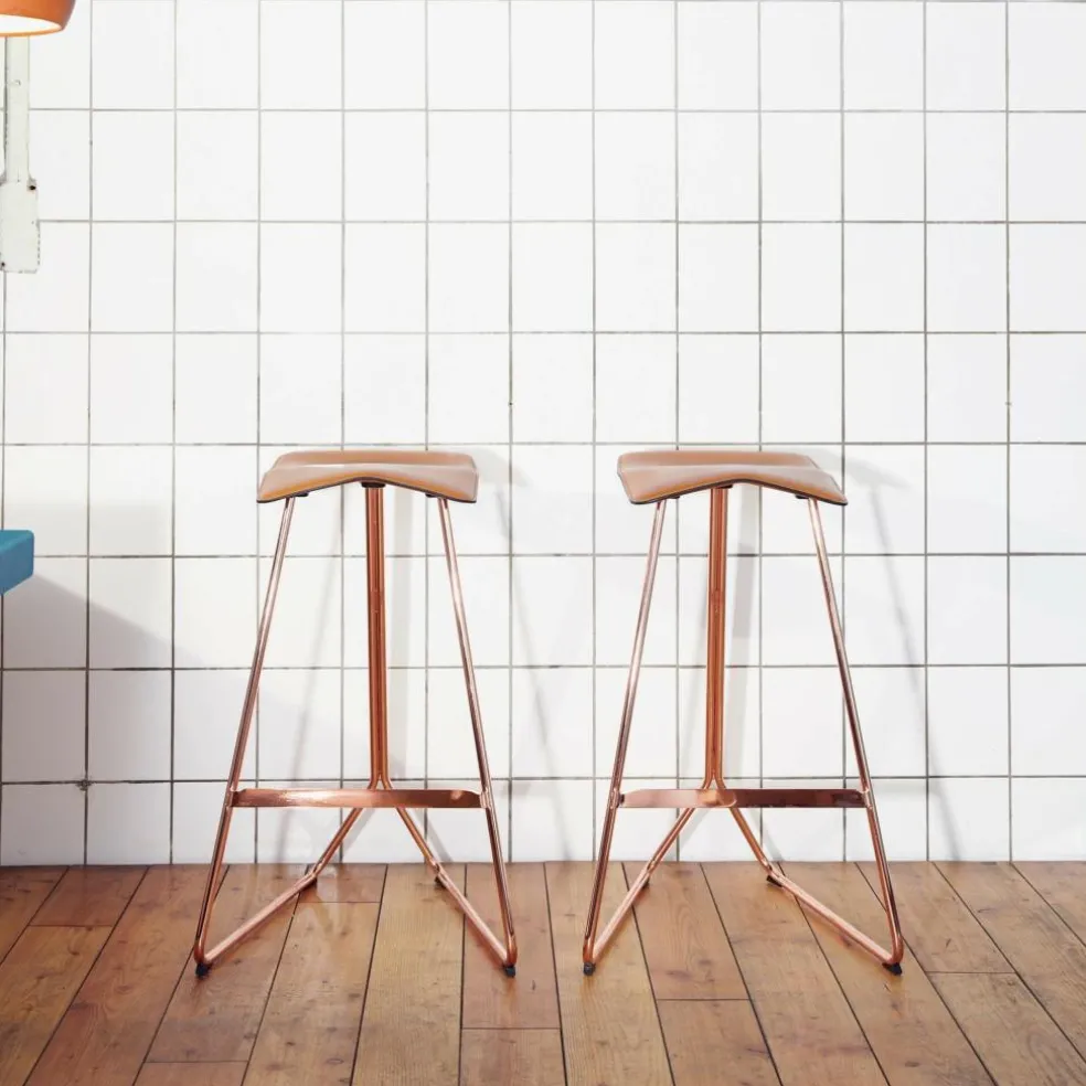 Triton Barhocker Leder Gestell Kupfer