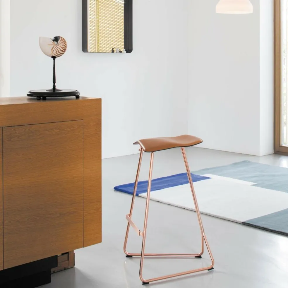 Triton Barhocker Leder Gestell Kupfer