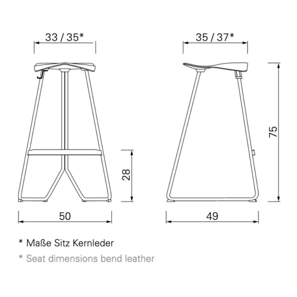 Triton Barhocker Leder Gestell Kupfer