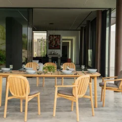 Twins Gartenarmlehnstuhl Teak mit Sitzkissen