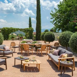 Twins Gartenarmlehnstuhl Teak mit Sitzkissen