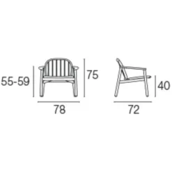 Twins Gartenloungestuhl Teak mit Sitz-/Rückenkissen