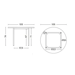Two-Colour Esstisch Gestell Kastanienrot Ø105cm
