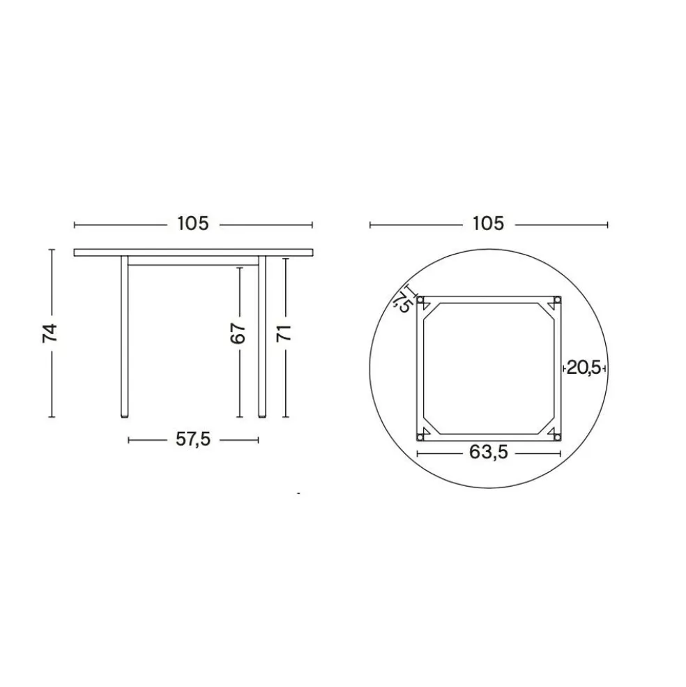Two-Colour Esstisch Gestell Elfenbein Ø105cm