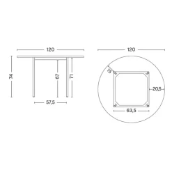 Two-Colour Esstisch Gestell Kastanienrot Ø120cm