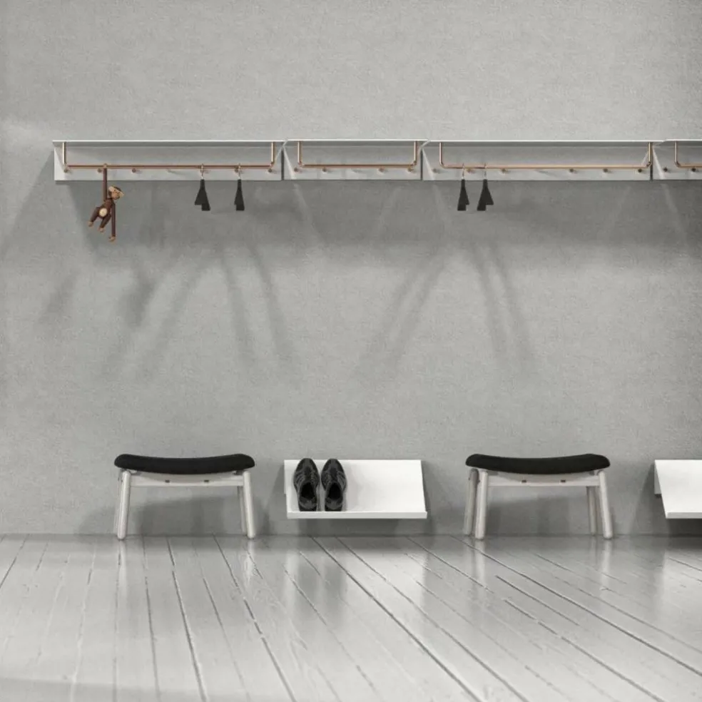 Unu Wandgarderobe mit 6 Haken & Stange