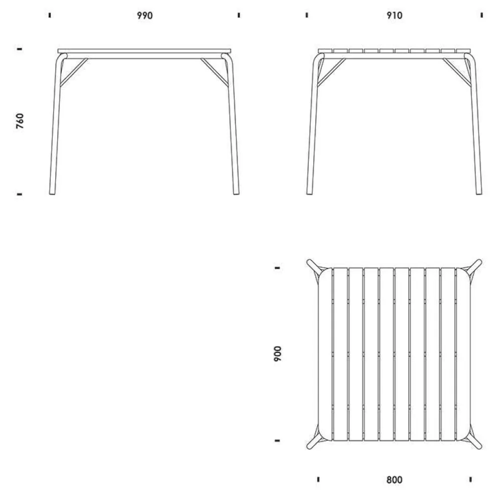 Vig Gartentisch Holz 80x90cm