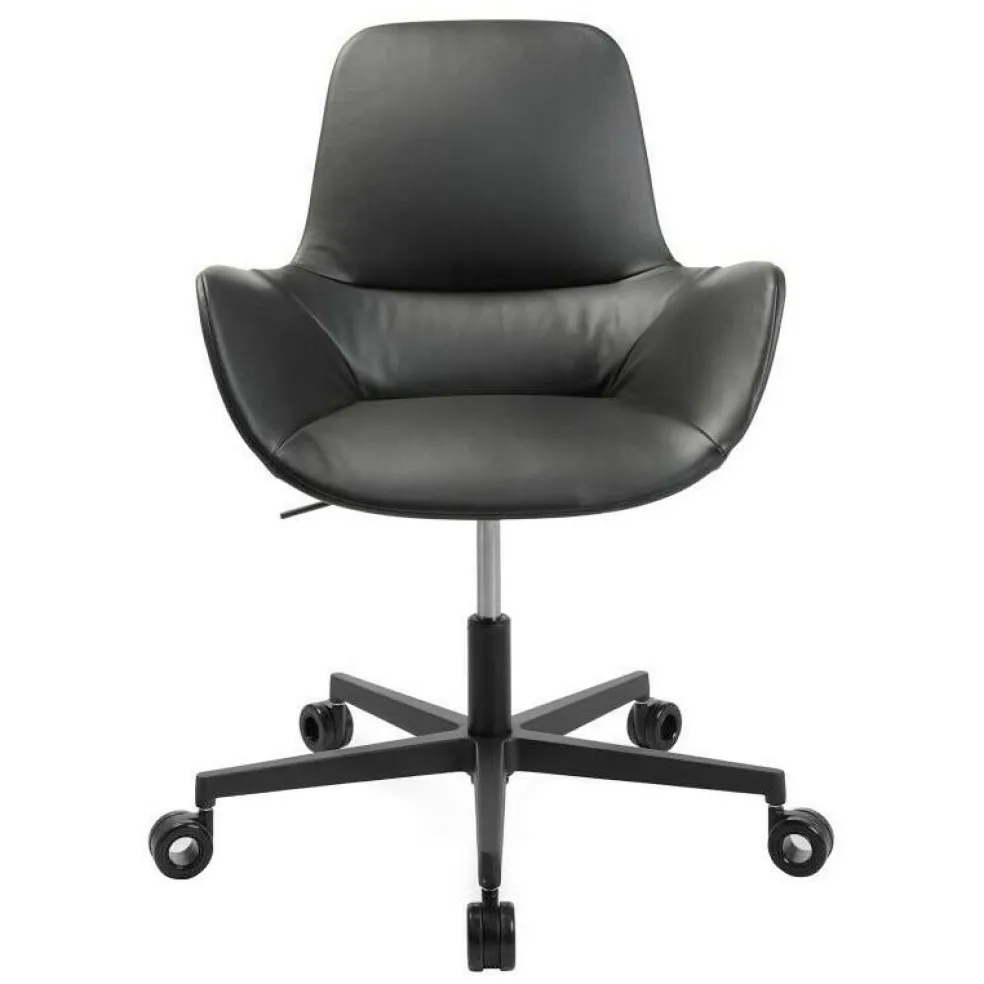 W-Club Sessel Leder Rollengestell