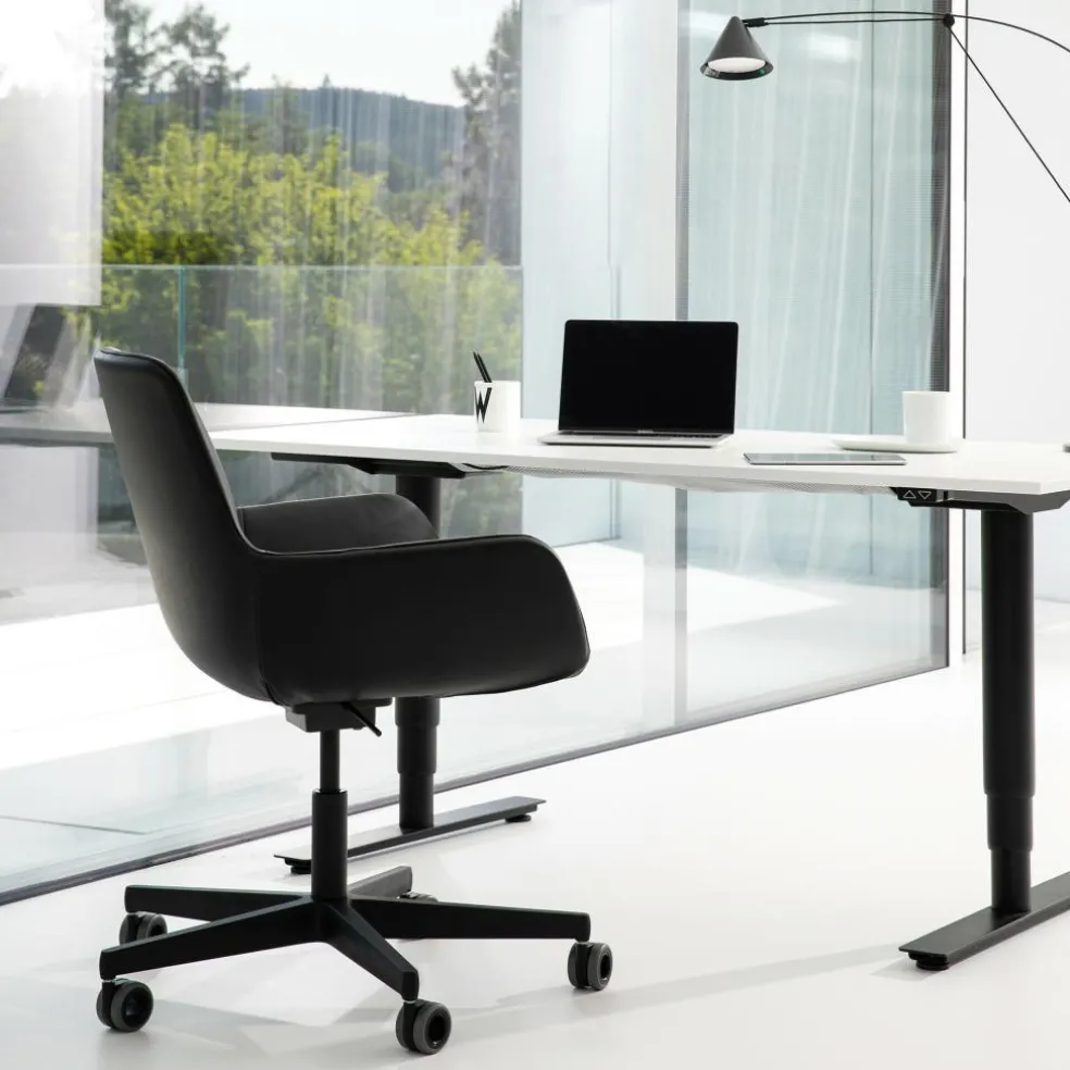 W-Club Sessel Leder Rollengestell