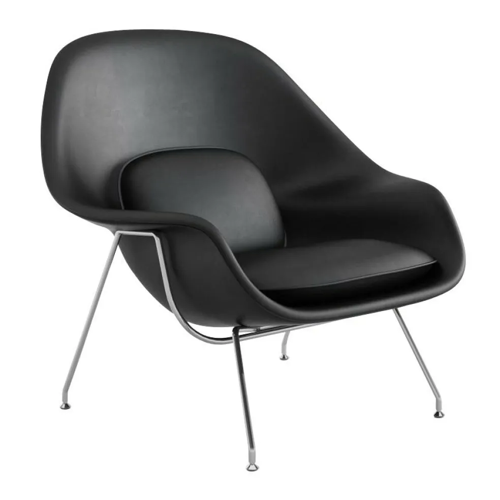 Womb Chair Relax Gestell verchromt Leder